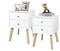 Set of 2 White Nightstands for Bedroom Modern Dresser and Nightstand Set 2 White Nightstand with Drawers Rubber Wood Leg Nightstand for Bedroom